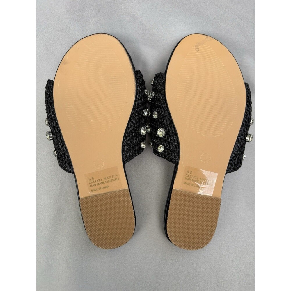 Lemonade Black Rhinestone Crisscross Slip-On Slide Sandals Women’s Size 5.5 - Picture 5 of 5